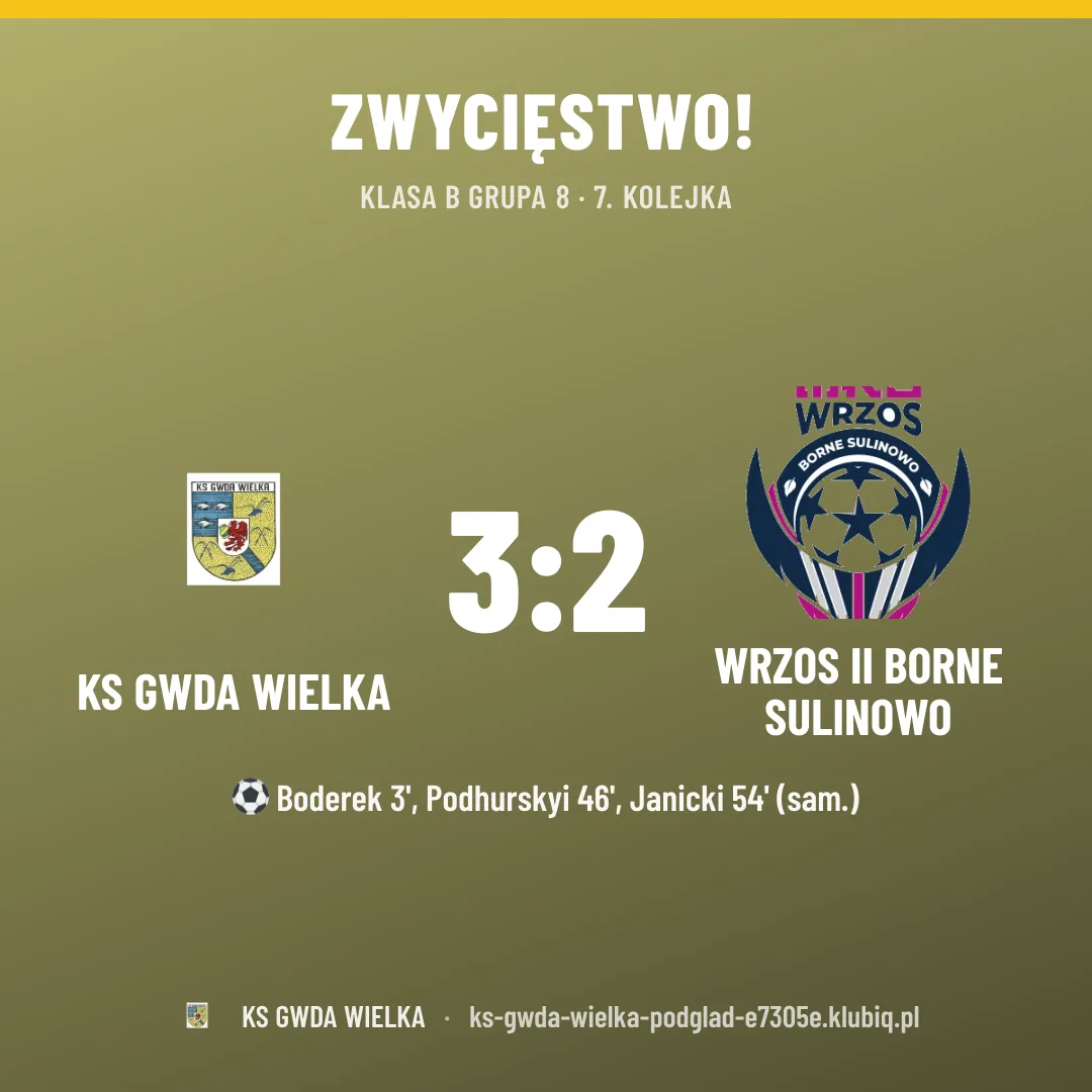 KS GWDA WIELKA 3:2 WRZOS II BORNE SULINOWO