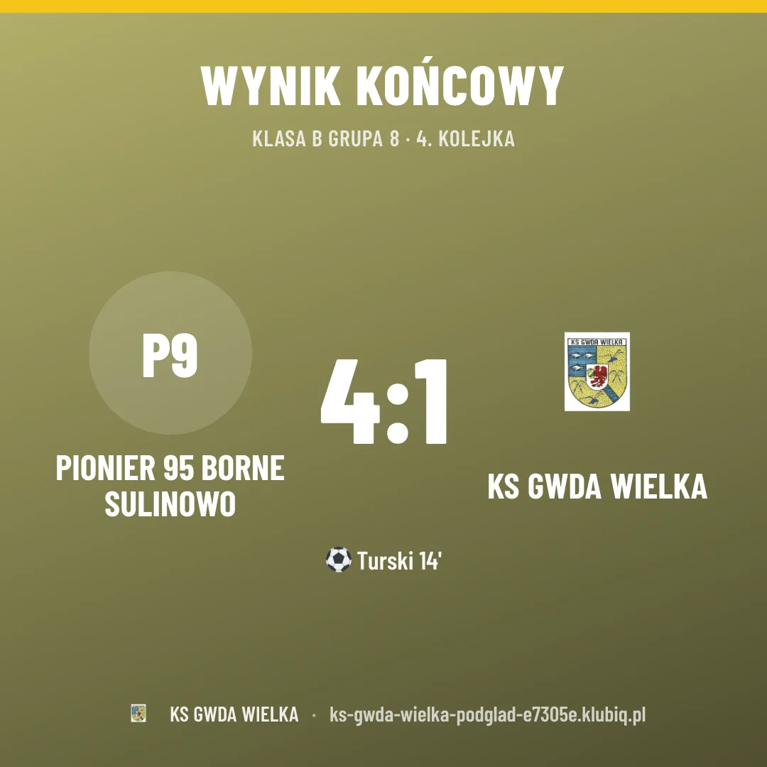 Pionier 95 Borne Sulinowo 4:1 KS GWDA WIELKA